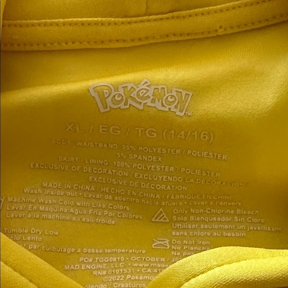 Pokémon Pikachu Cosplay Short Sleeve Hooded Tutu Dress with lightening bolts - Picture 7 of 7